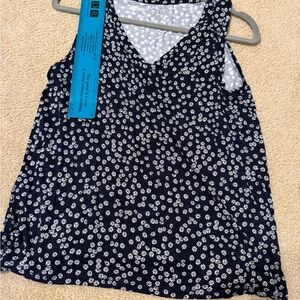 Floral Navy Sleeveless Top